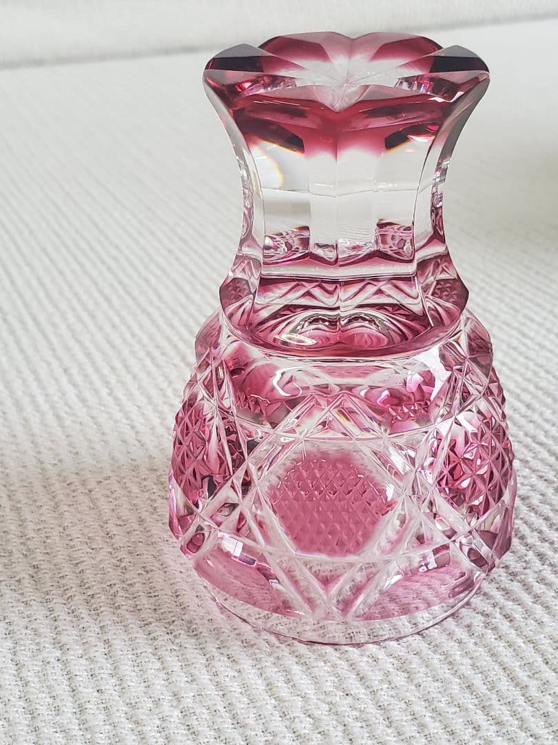 【美色＊美品】薩摩切子の馬上杯　ギヤマン　ビードロ　ガラス細工　酒器　盃　赤　青