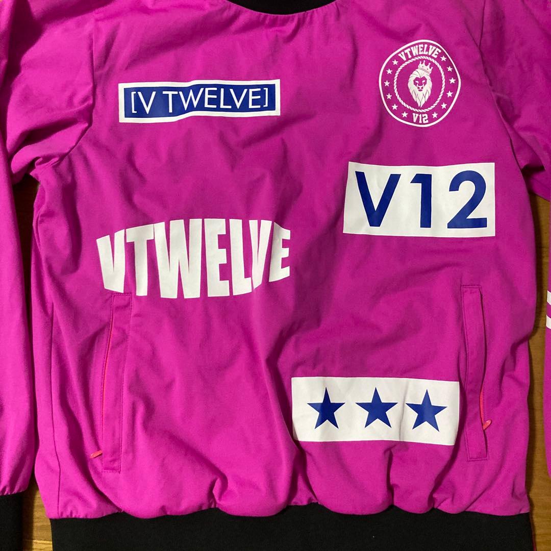 V12 ロゴプリント ピンク長袖シャツ