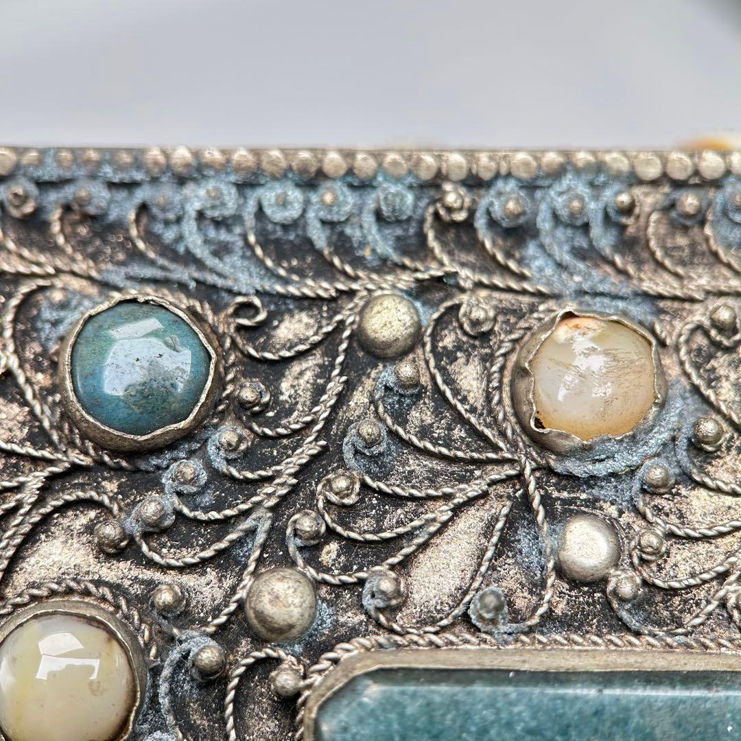 A019希少骨董外国製宝箱アンティーク高4cm幅15cm奥行10㎝現状品のみ