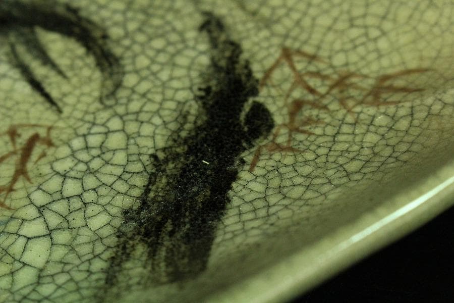 仁清写 色絵 金彩 鴛鴦流水紋 長皿 十客 古清水 茶道具(K-A227)