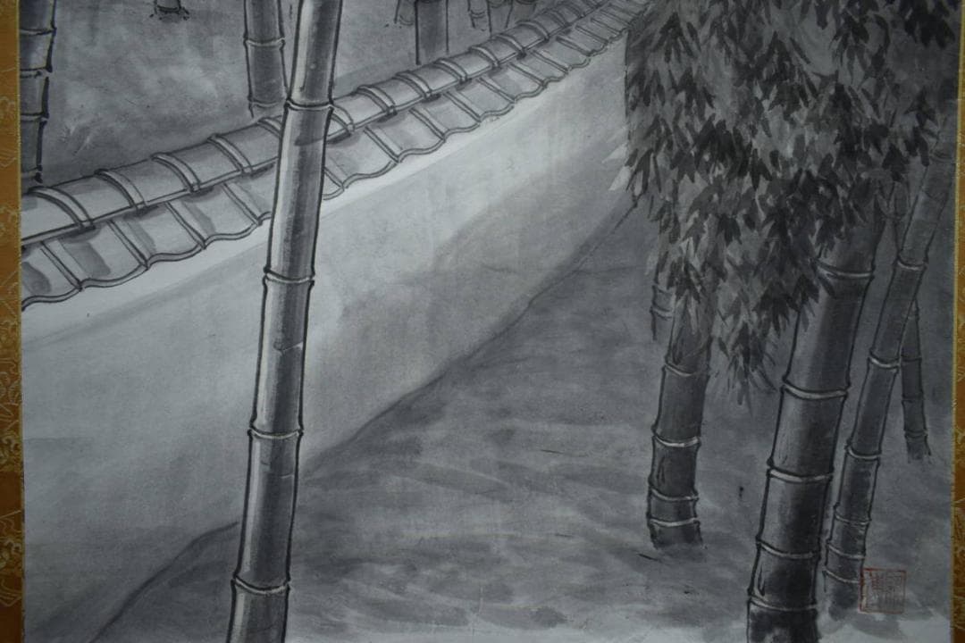 不詳/作者不詳/竹林図/山水/布袋屋掛軸HK-32