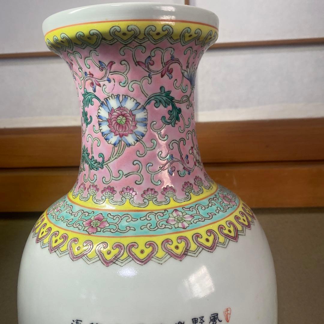 中国古玩色絵花瓶36cm20cm
