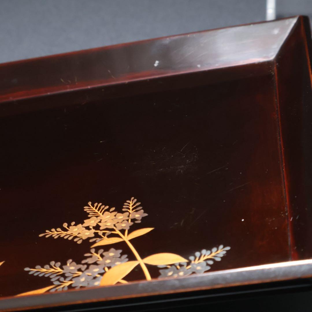 蒔絵　巻き煙草入れ　盆付き　平安漆専堂　共箱　R1429お12