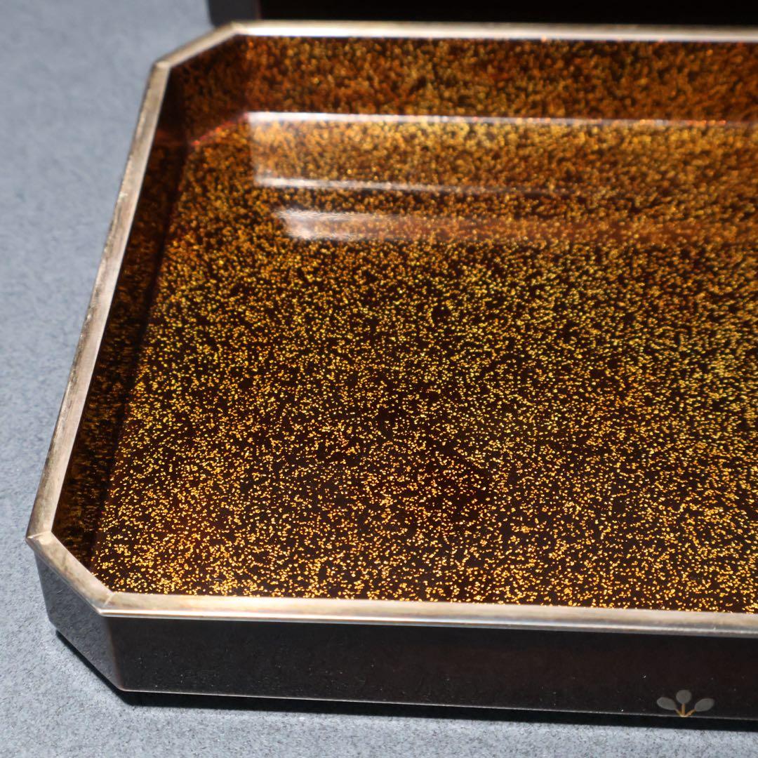 蒔絵　巻き煙草入れ　盆付き　平安漆専堂　共箱　R1429お12