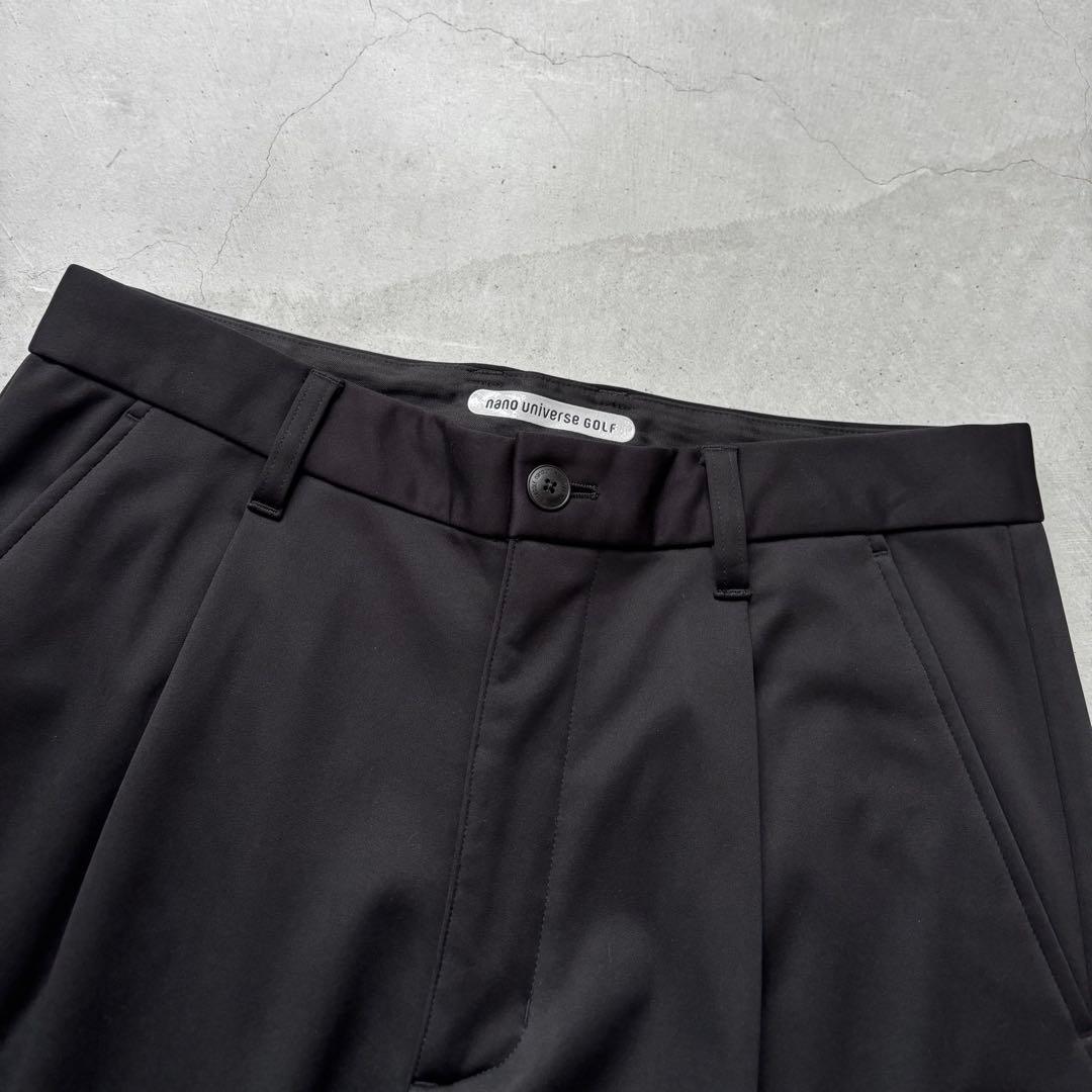 【美品】nano universe GOLF 防風裏フリース1タックパンツ 黒L