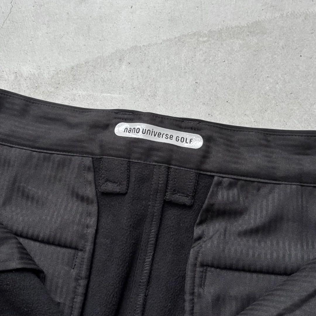 【美品】nano universe GOLF 防風裏フリース1タックパンツ 黒L