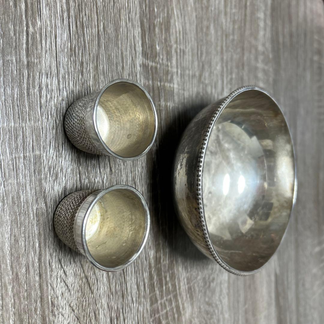 銀製 ボウルとカップセット