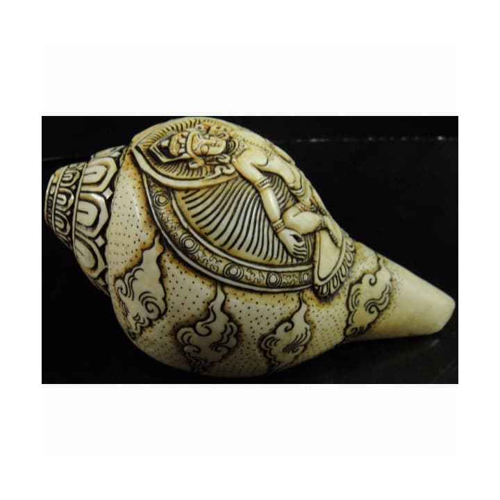 ◆チベット密教法具　法螺貝（シャンカ）・インドラ（帝釈天）