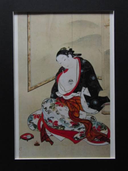 宮川長亀、聞香図、超希少・大判画集画、新品高級額装付