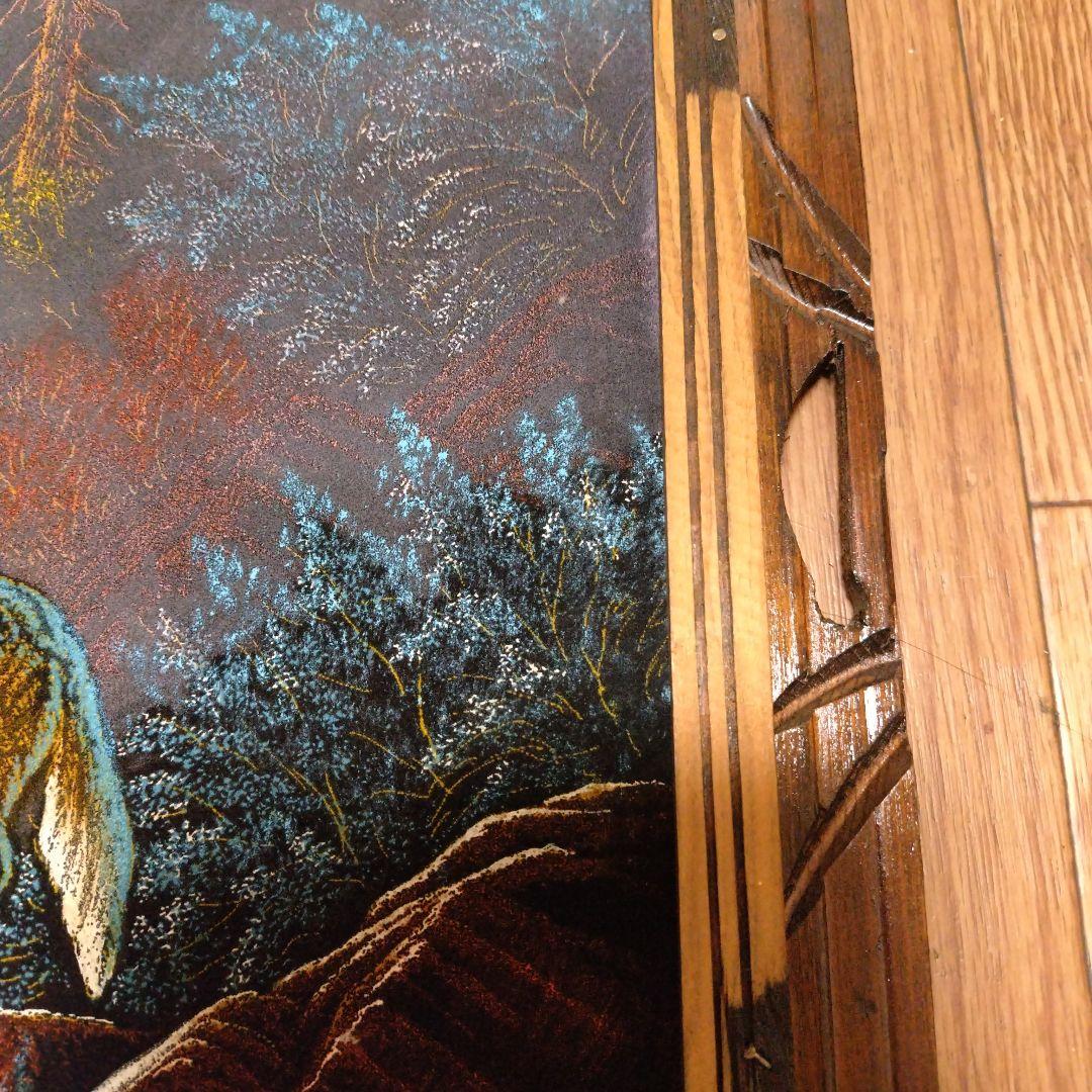 サンチェス ウルフ 狼 遠吠え 絵画 メキシコ 布地 お洒落 個性的 木製 額縁