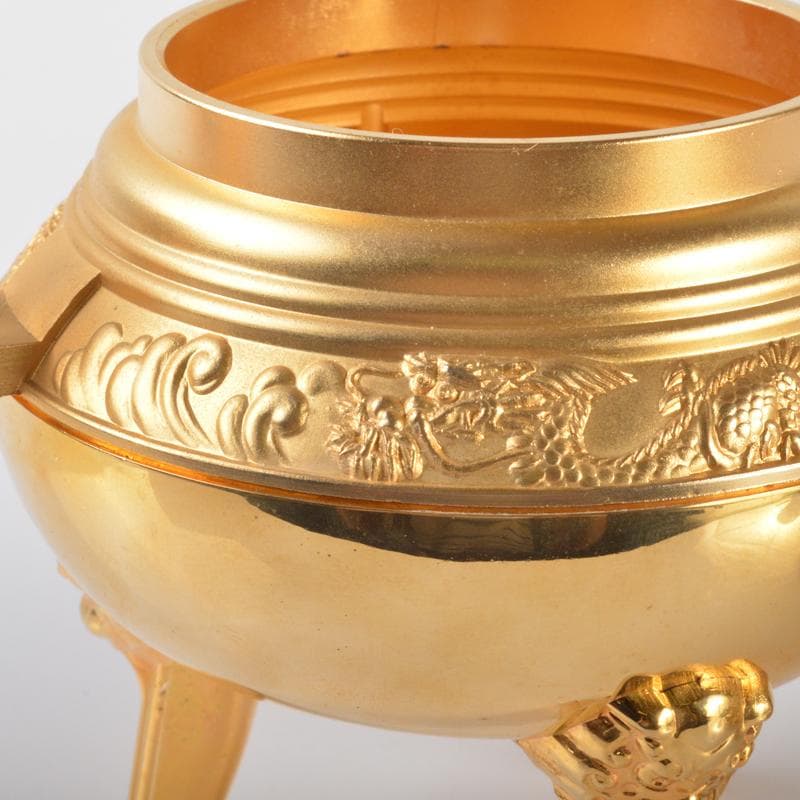 朧　香道具　銅製　雲龍文　黄金香炉　24KGP刻印　時代箱付　V　5804