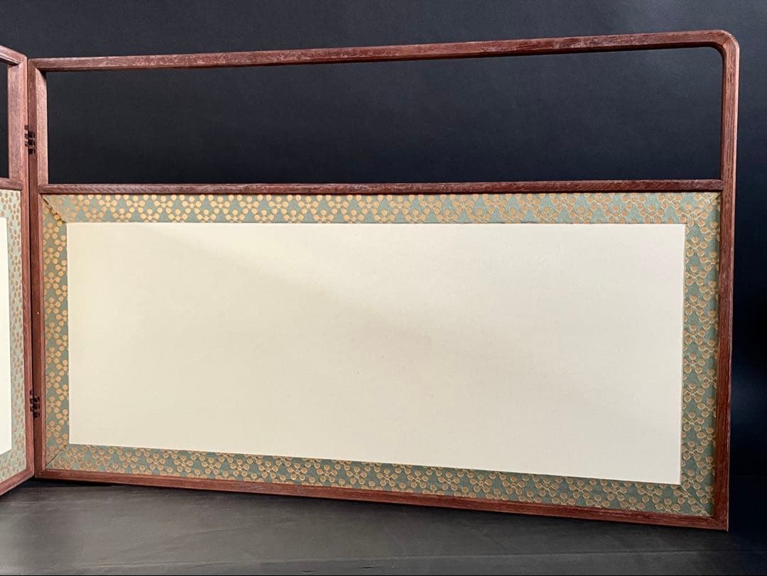 「祖」 利休梅 網代 両面使い 上透かし 桑縁 風炉先屏風 紙箱 （115⑥）