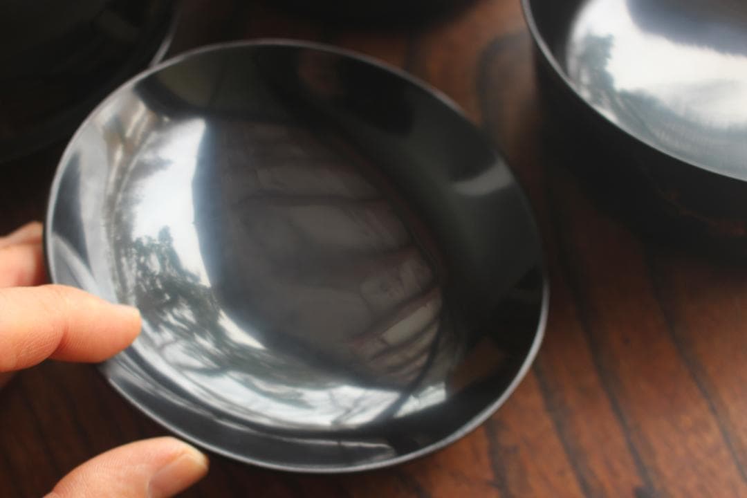 時代逸品！端正な時代黒漆に極上梅蒔絵の映える煮物椀2点（検懐石道具蒔絵椀茶道具