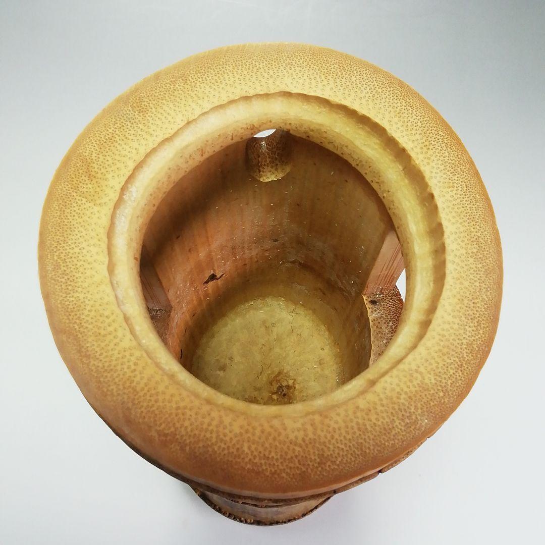 Ｓ４６６　花入　『竹一重切　花入』『大徳寺　立花大亀書』『銘　松風』　共箱