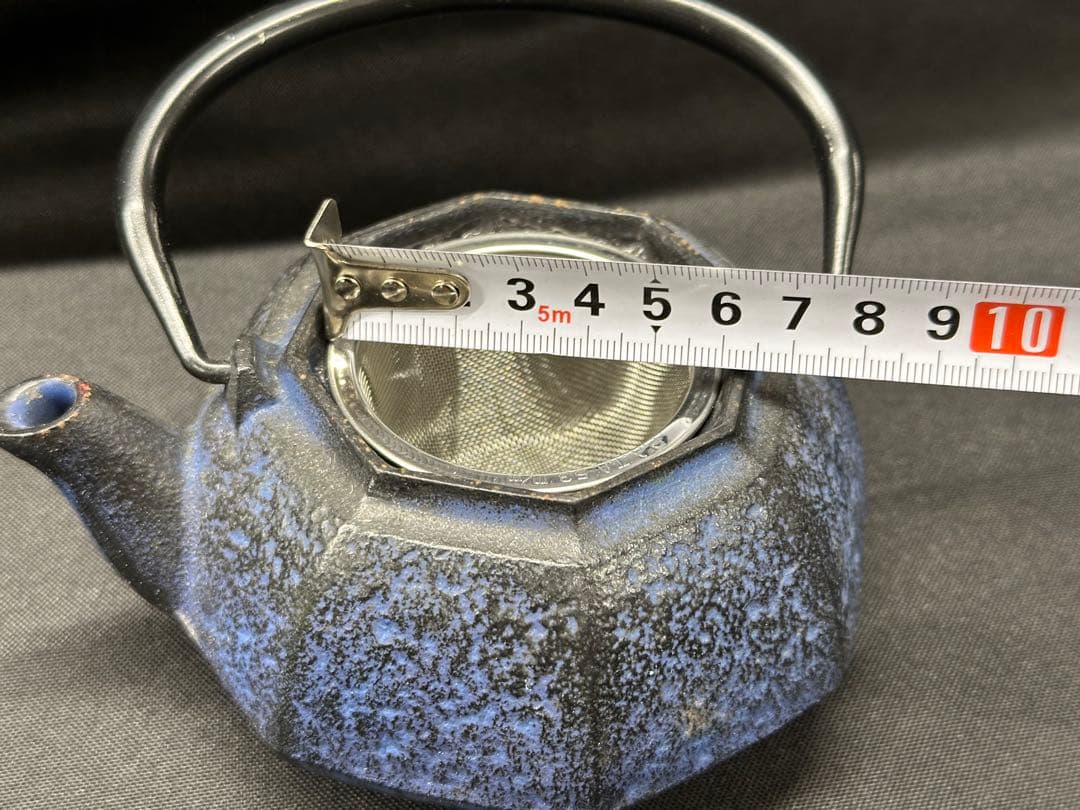 【経年美品】南部鉄器　南部　鉄瓶　急須　青　ブルー　8角