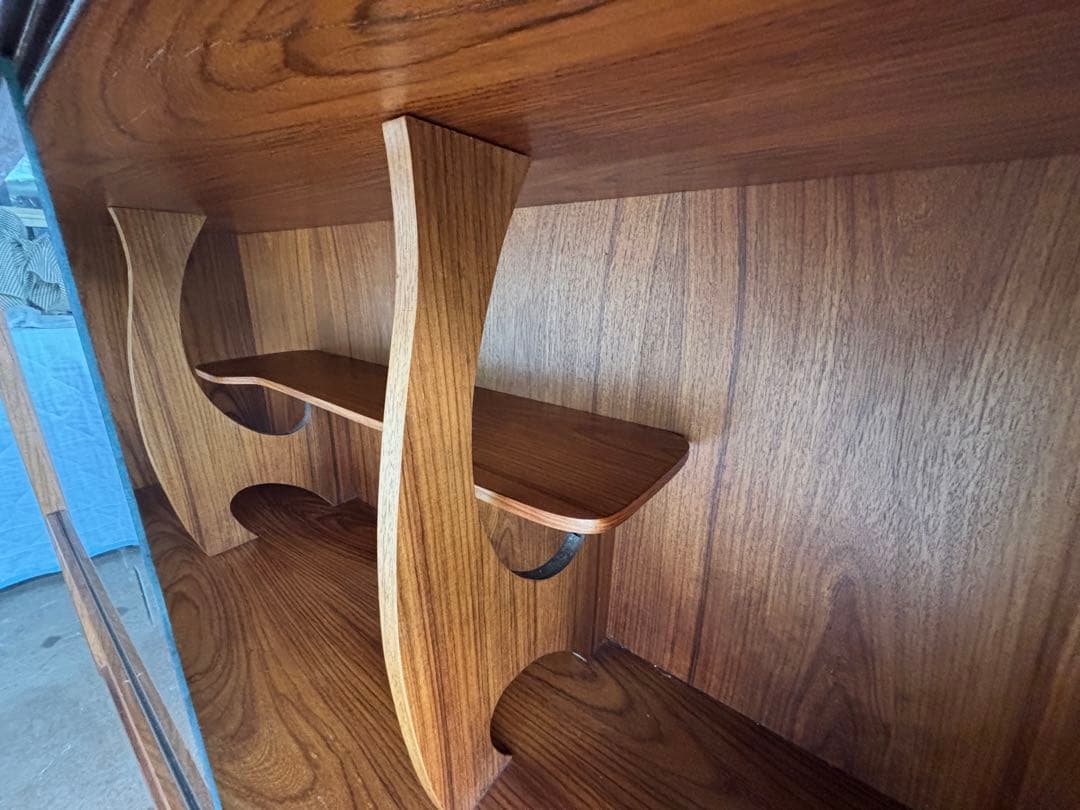 木製ガラス扉キャビネットサイドボード飾り棚ヴィンテージ引き出し付きレア商品