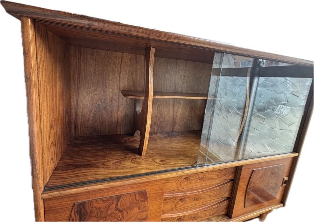 木製ガラス扉キャビネットサイドボード飾り棚ヴィンテージ引き出し付きレア商品