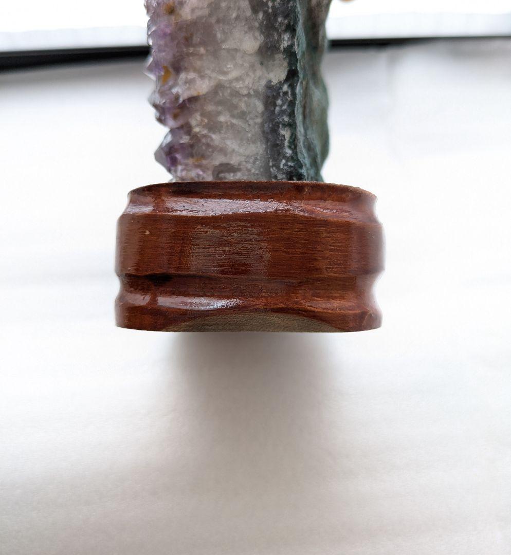 アメジスト 結晶塊 木製台座付き