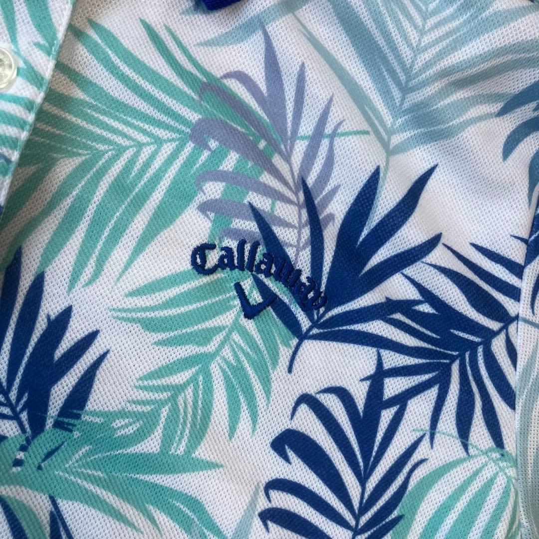 極美品キャロウェイゴルフポロシャツマルチカラーブランドロゴ刺繍リーフ柄葉柄セット