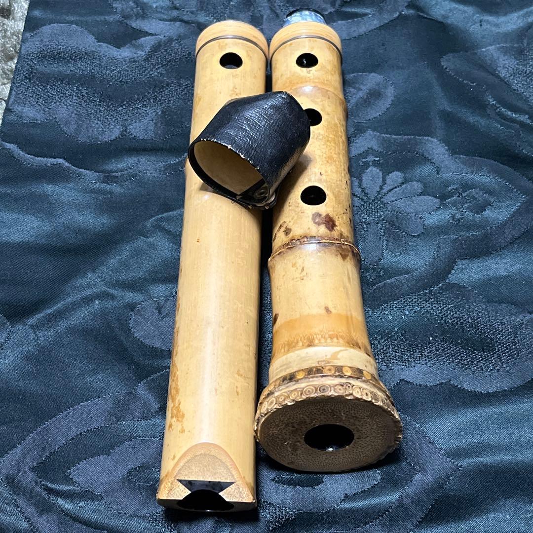 尺八 琴古流 在銘 竹治 1尺5寸管 中継ぎ 籐巻き銀三線 【音出し確認済み】