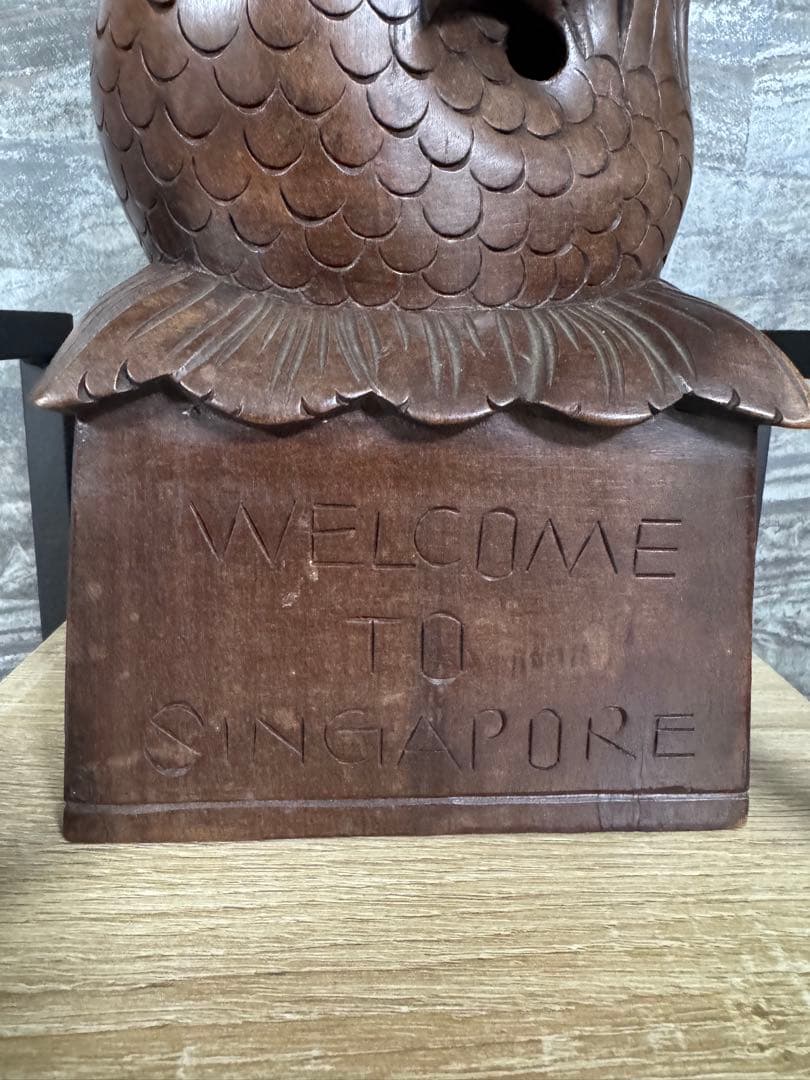 木製ライオン彫刻 約41cm