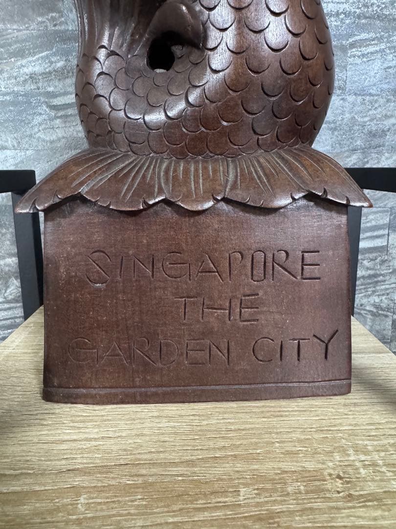 木製ライオン彫刻 約41cm