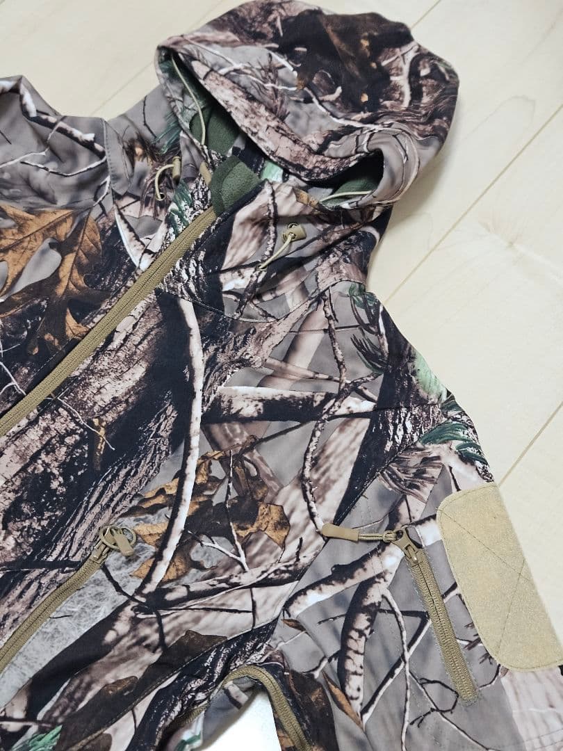 ②リアルツリー柄 迷彩服 セットアップ 上下セット 冬用ジャンパー サバイバル