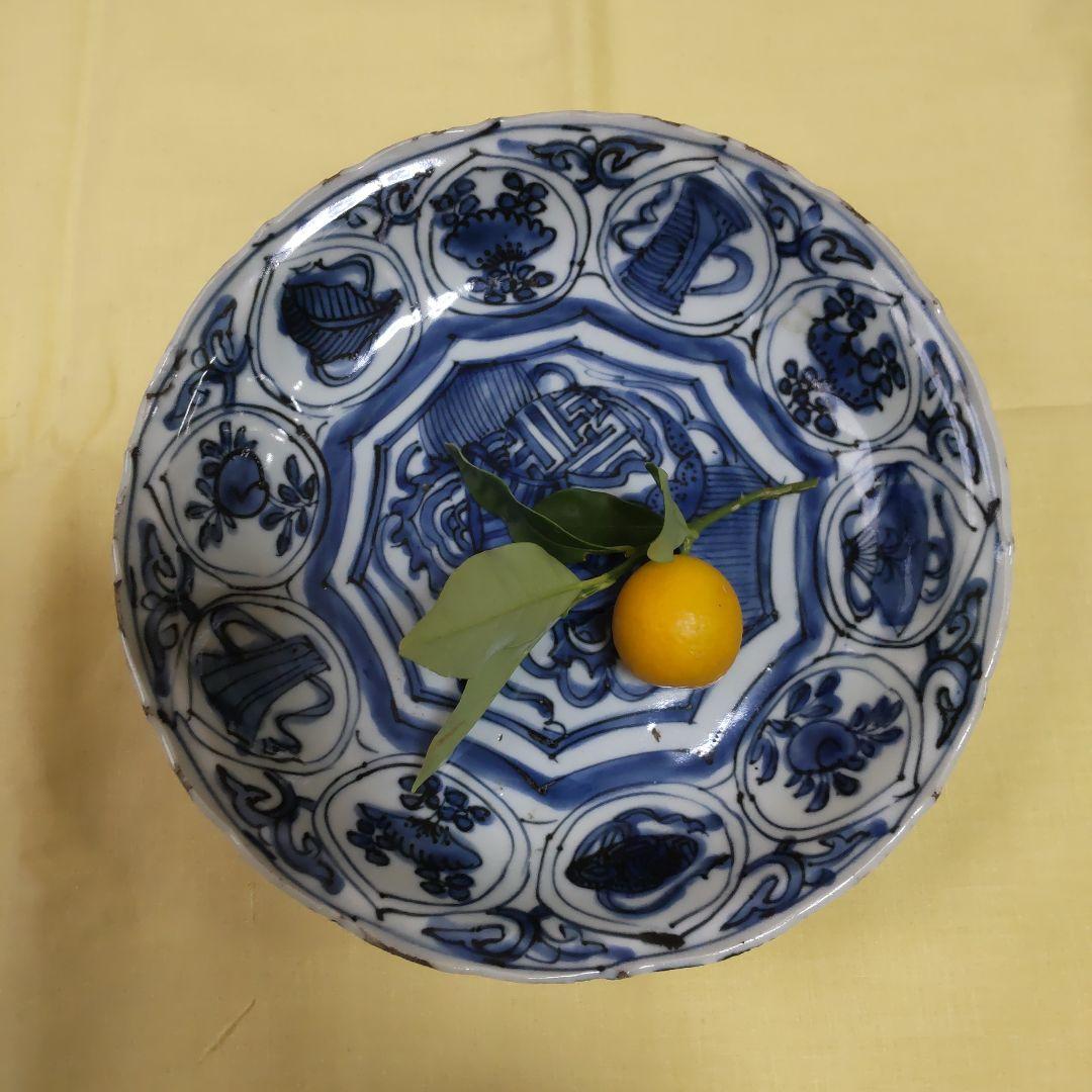 古染付け芙蓉手皿 中国 骨董