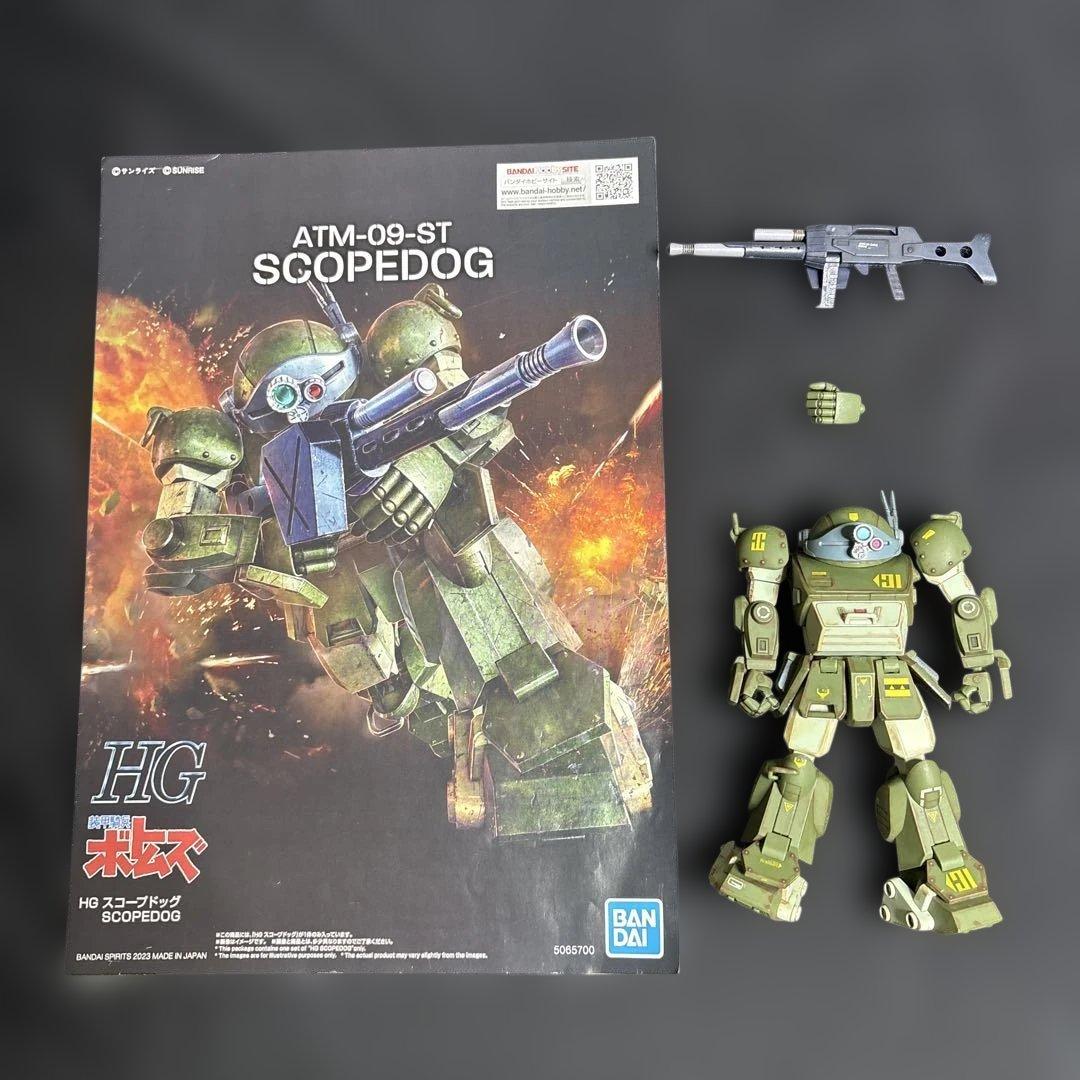 【完成品】HGスコープドッグ+拡張パーツセット1ボディ&キリコ+バーグラ太もも