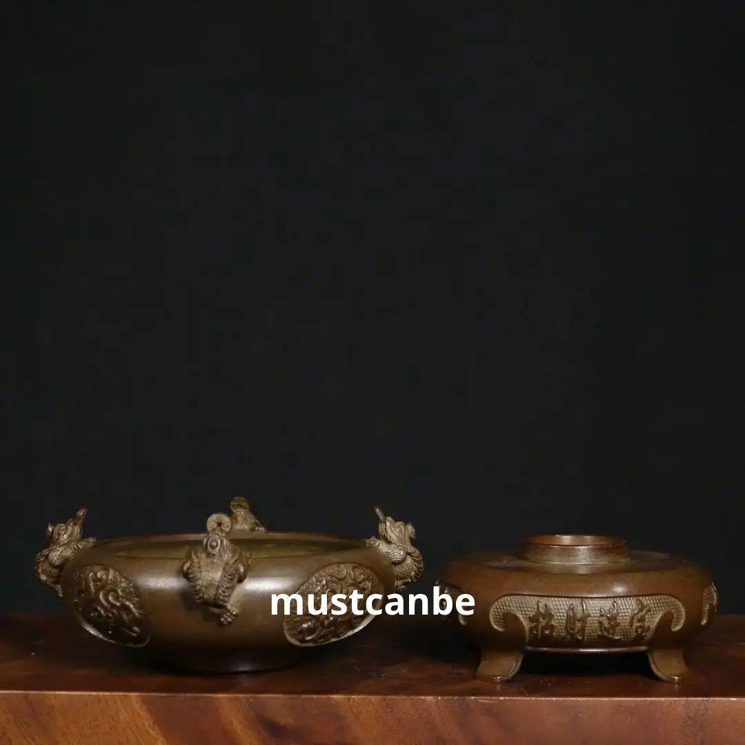 銅器 香炉 四神獣四方来財聚宝盆香炉 仏堂供養炉 装飾品 工芸品 置物