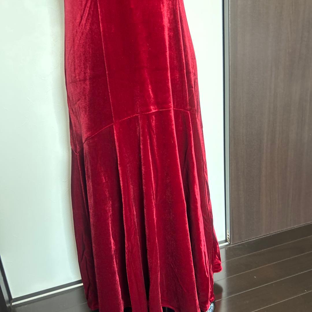 フラダンス　ドレス　ワンショルダー　ベロア　赤　レッド　マウナロア　新品未使用品