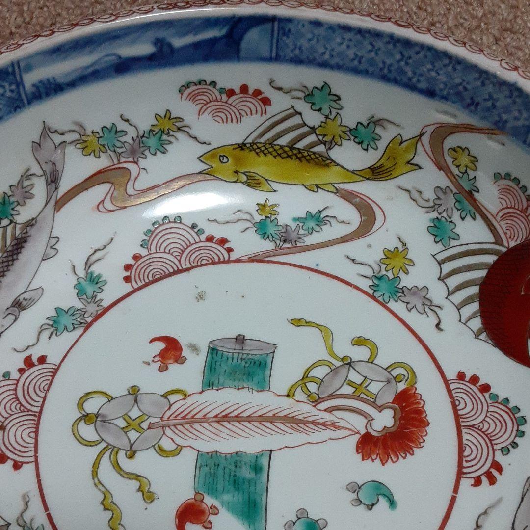 古い伊万里鉢皿椀/手描き水草魚貝吉祥紋/紅葉鯛宝珠/二重高台唐草紋/有田唐津焼