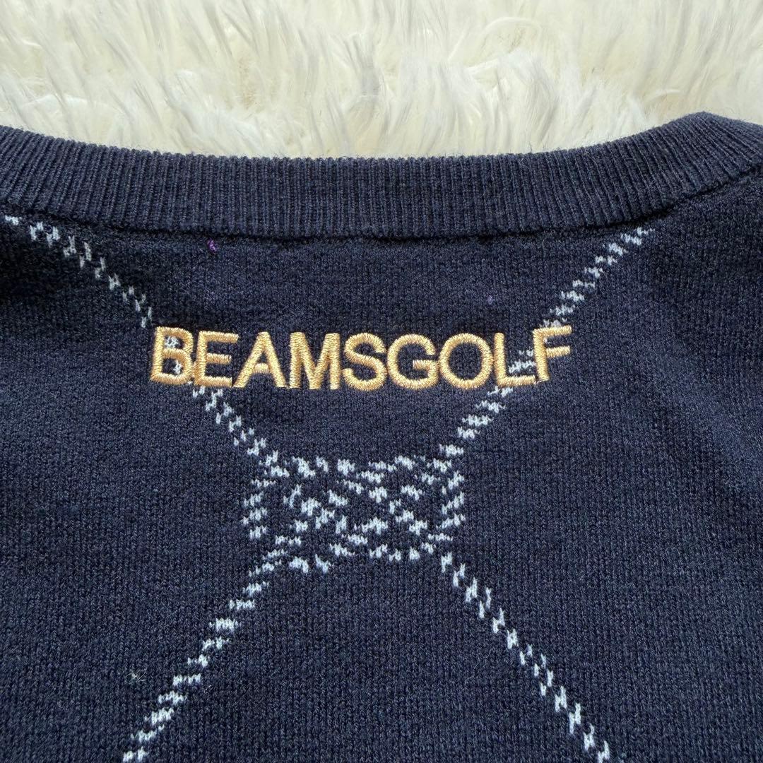 近年未使用級　ビームスゴルフ　ニット　セーター　ゴルフウェア　ロゴ刺繍　総柄