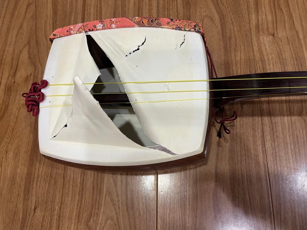 三味線 細棹 金細 綾杉彫り