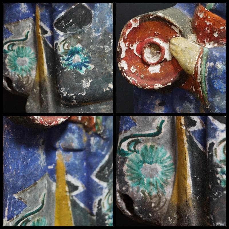 李朝 郷土人形『楽舞人』土人形 高さ35㎝★時代物★