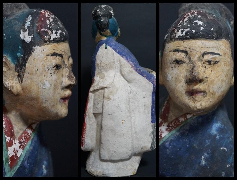 李朝 郷土人形『楽舞人』土人形 高さ35㎝★時代物★