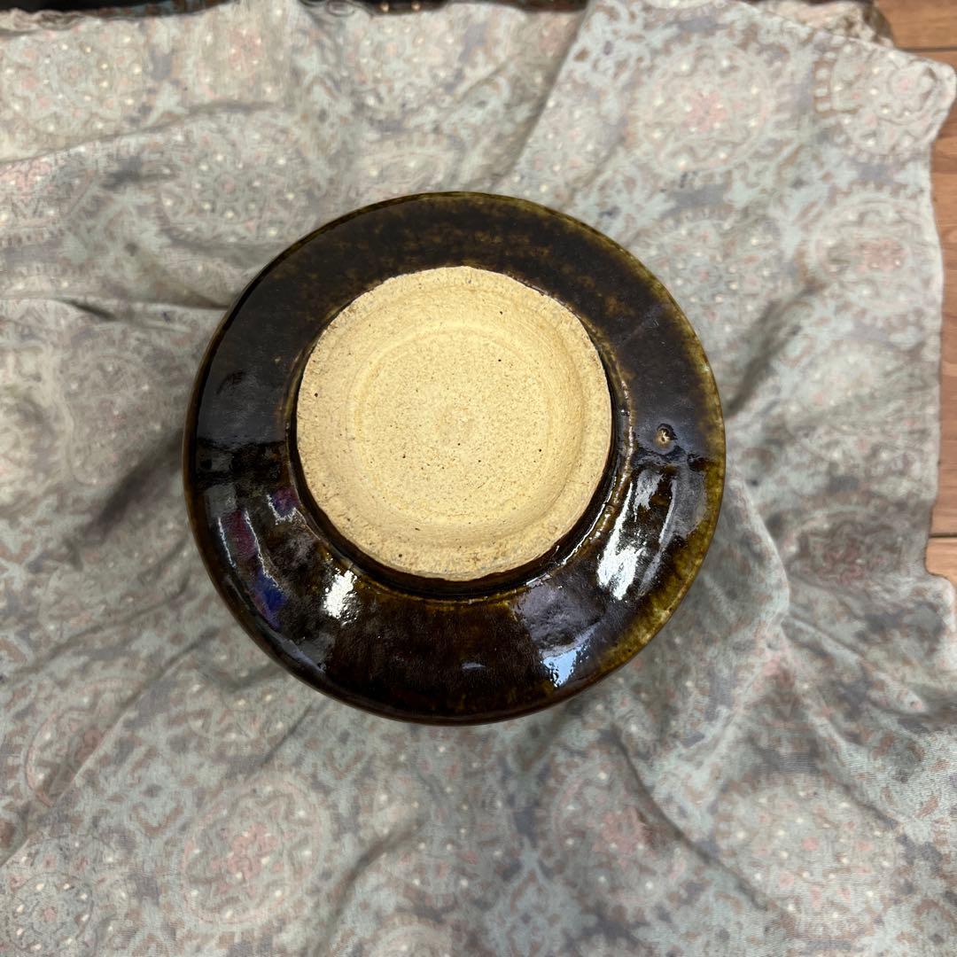 陶器製茶碗 茶色と灰色のグラデーション