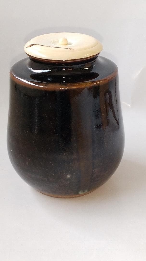 Bottom松本鉄山 松本鐵山 中興名物写 橋立茶入仕覆住吉緞子共箱栞新品