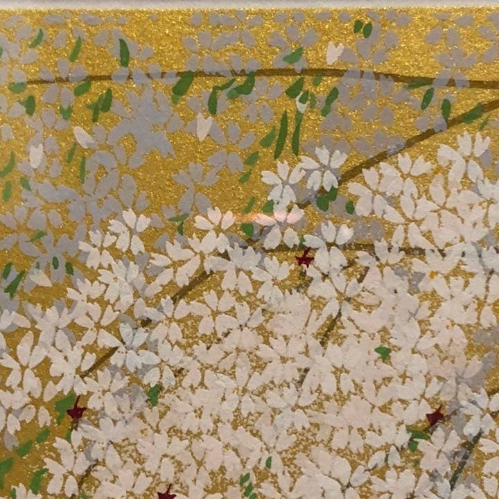 中島千波【醍醐寺三宝院枝垂桜吹雪】シルクスクリーン