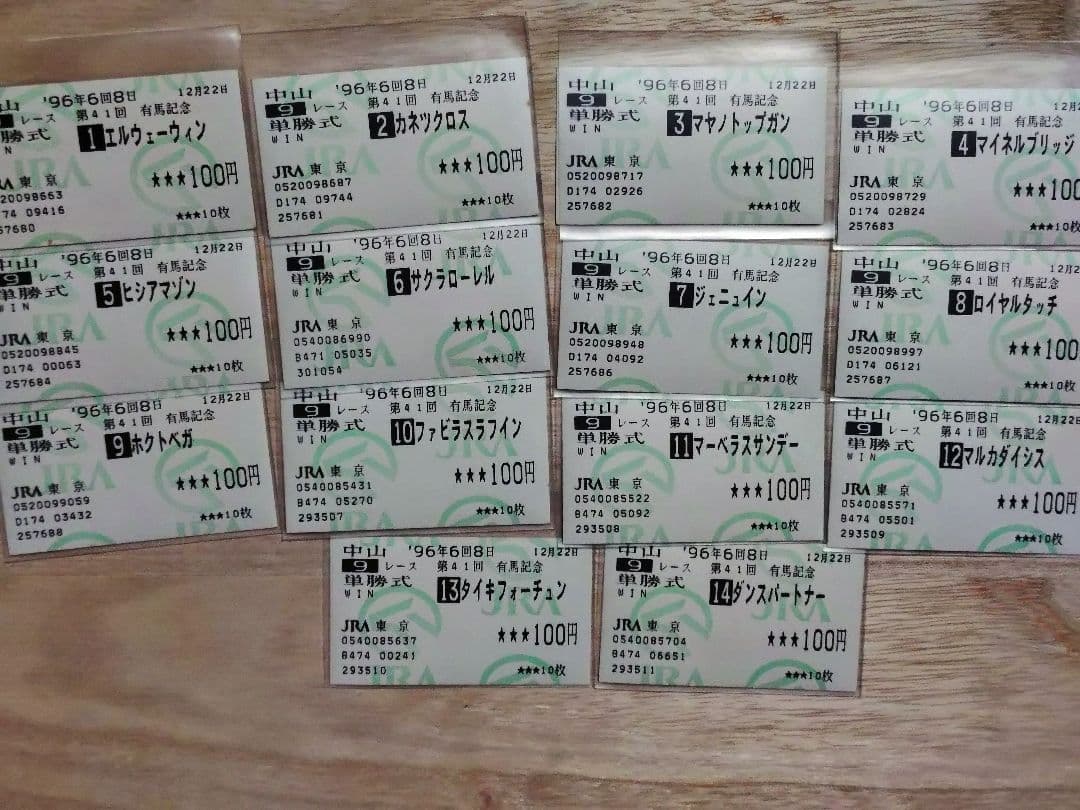 １９９６年 第４１回有馬記念　全１４頭出走 単勝馬券