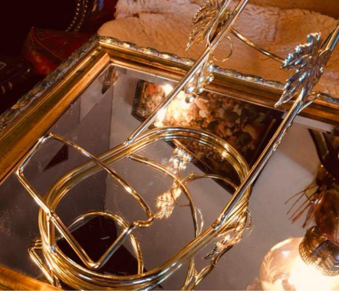 湯布院アンティーク レトロヴィンテージ ワイン/グラスホルダー ゴールド 葡萄柄