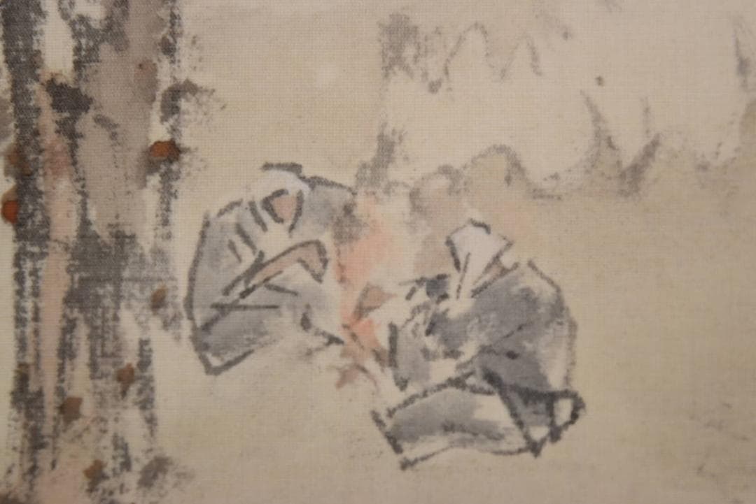 【真作】瑛鳳/秋景山間焚き火図/秋景山水人物図/掛軸☆宝船☆AB-364