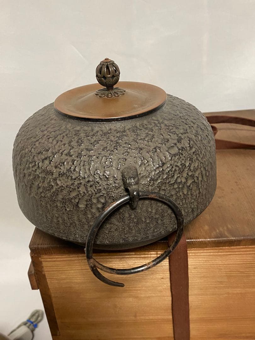 2142❣️ 唐銅鬼面風炉　釜　電気炭　セット