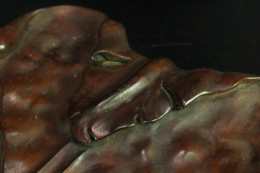 中国美術 煎茶 唐物 木彫刻 葉盆 裏刻 題詞 茶道具伝来(K-HA481)