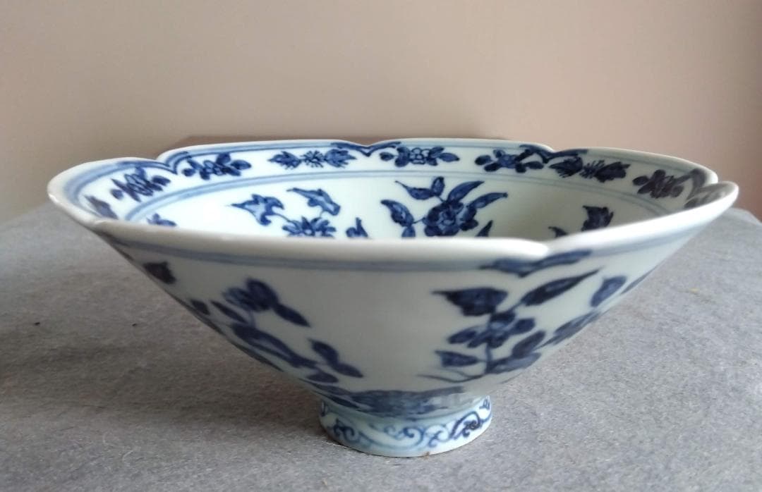 【Salvia Shop出品】中國古陶磁器　大明宣徳年製　青花四季六輪鉢