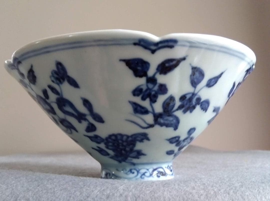 【Salvia Shop出品】中國古陶磁器　大明宣徳年製　青花四季六輪鉢