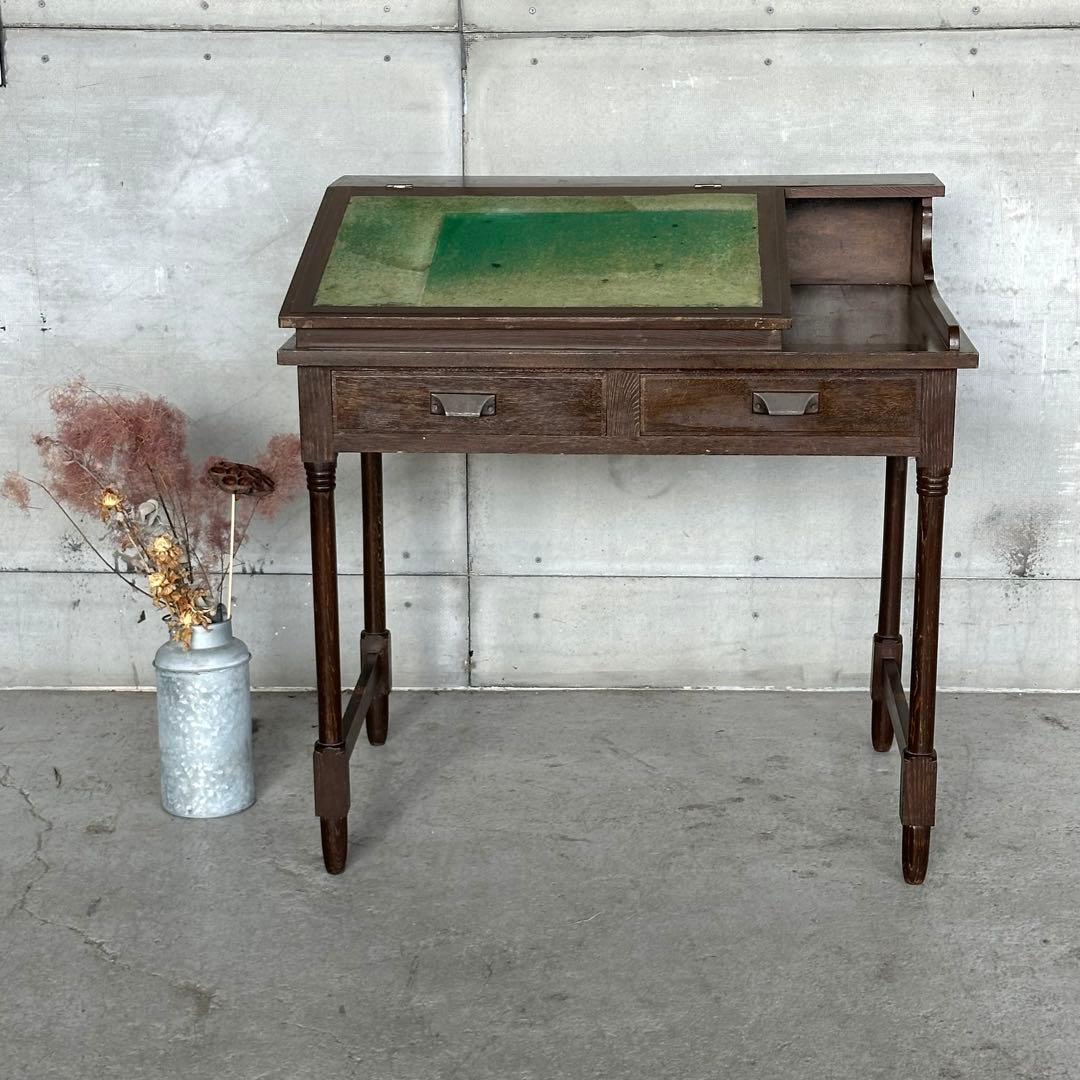 ✦昭和レトロ✦ アンティーク 製図机 ドラフティングデスク 木製 ライティング