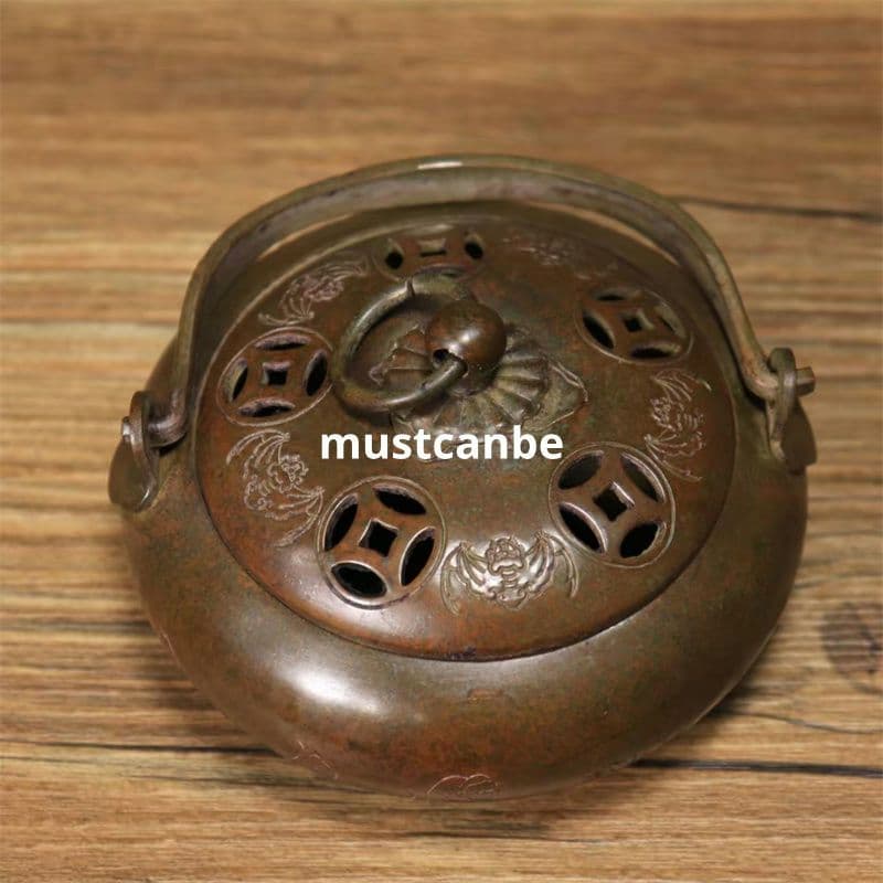 銅器 香炉 十二支八卦提梁炉 暖手炉 室内薫香炉 香道具 工芸品 置物