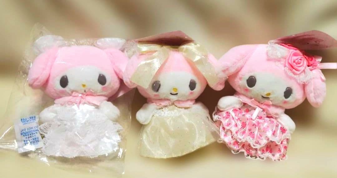 レディマイメロディ　マスコットホルダー　ホワイト　ピンク　ライトイエロー　3体