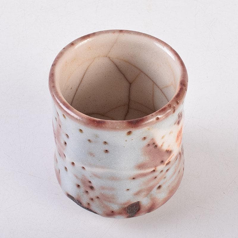 志野焼　美濃焼　奥磯太覚作　志野湯呑　共箱　C　R8909